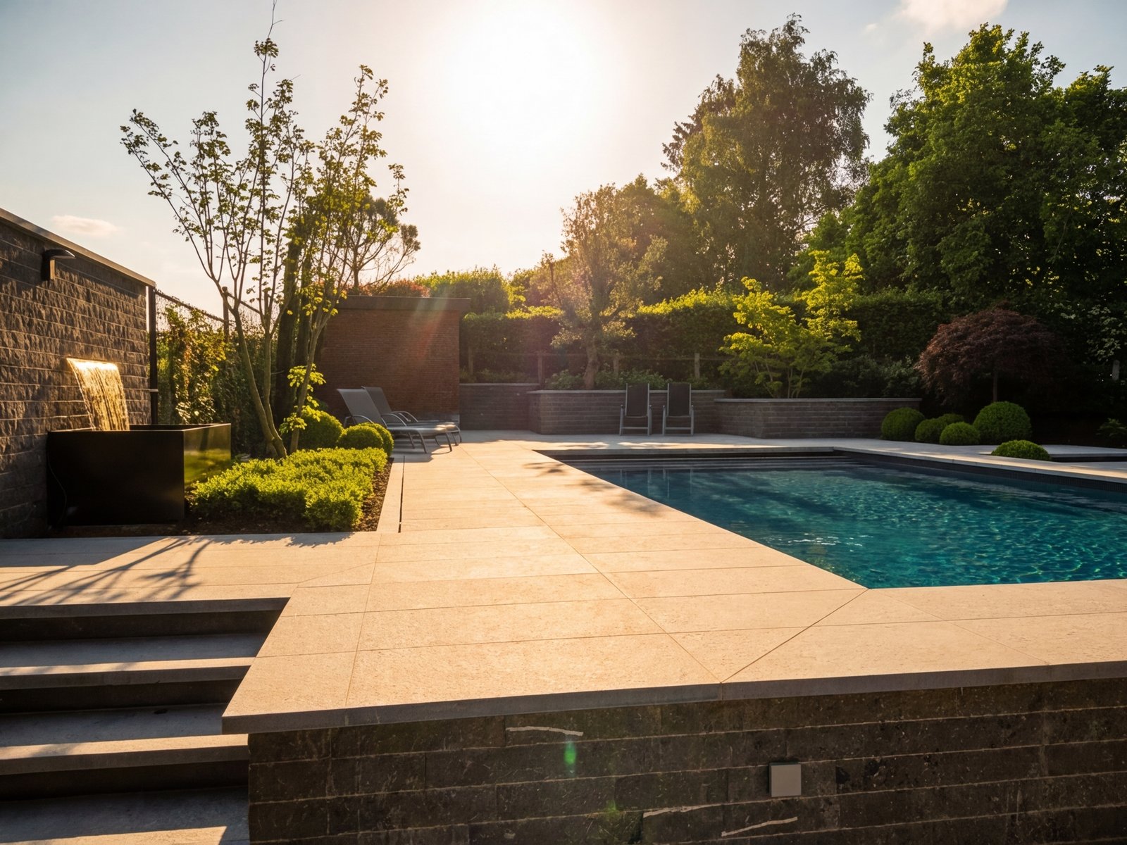 Piscine surelevee avec dalles flottantes